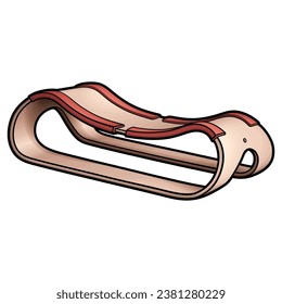 Cartoon cute doodle hand-drawn sled illustration. Winter amusement vector object. Funny transport for snow ride.