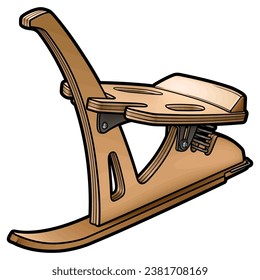 Cartoon cute doodle hand-drawn sled illustration. Winter amusement vector object. Funny transport for snow ride.