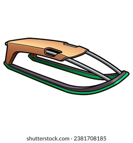 Cartoon cute doodle hand-drawn sled illustration. Winter amusement vector object. Funny transport for snow ride.