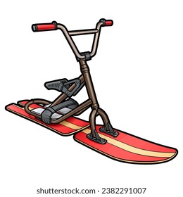 Cartoon cute doodle hand-drawn sled illustration. Winter amusement vector object. Funny transport for snow ride.