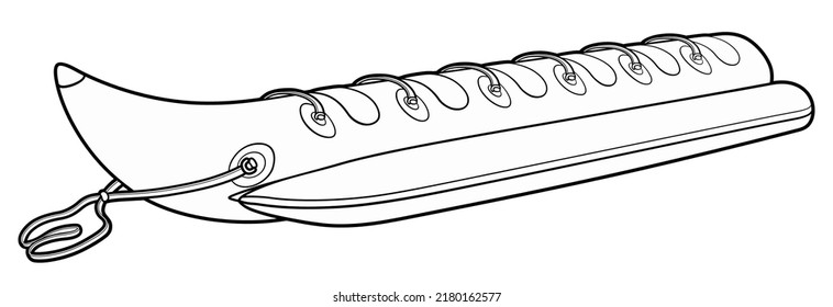 Cartoon cute doodle inflatable water banana. Summer swimming toy vector funny illustration. Isolated on white background.