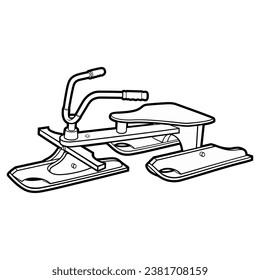 Cartoon cute doodle line art hand-drawn sled illustration. Winter amusement sketchy vector object. Funny transport for snow ride.