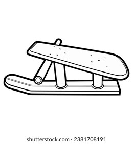 Cartoon cute doodle line art hand-drawn sled illustration. Winter amusement sketchy vector object. Funny transport for snow ride.