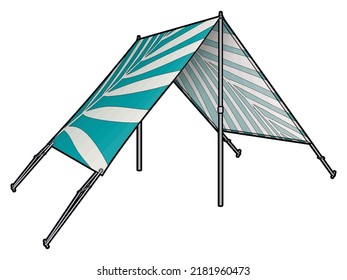 Cartoon cute doodle sunshade. Summer beach leisure equipment colorful vector funny illustration. Isolated on white background.
