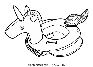 Cartoon Cute Doodle Unicorn Inflatable Pool Stock Vector (royalty Free 