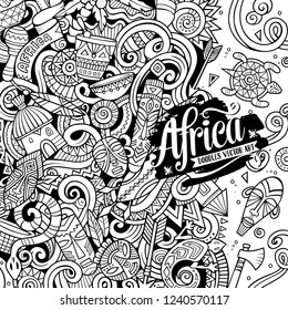 Cartoon Cute Doodles Africa Word Sketchy Stock Vector (Royalty Free ...