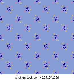 Cartoon cute doodles hand drawn Musical seamless pattern. Colorful detailed, with lots of objects background. Bright colors backdrop with music symbols and items