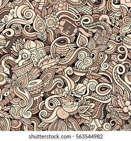 Cartoon cute doodles hand drawn Science illustration. Sketchy detailed, with lots of objects background. Funny vector artwork  