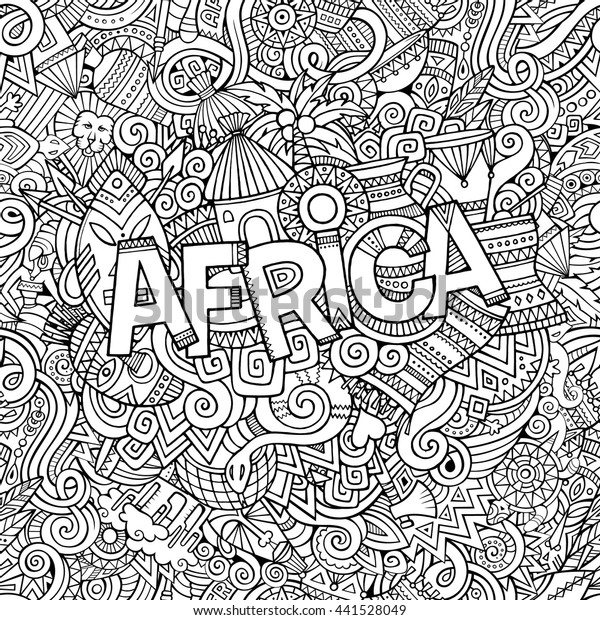 Cartoon Cute Doodles Hand Drawn African Stock Vector (Royalty Free ...