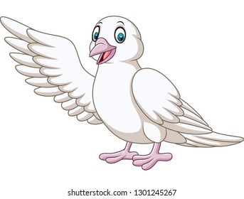 Cartoon cute dove presenting