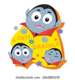 Cartoon cute dracula round head, Illustration vector cartoon