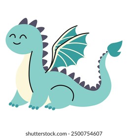 Cartoon cute dragon character. Vector illustration 