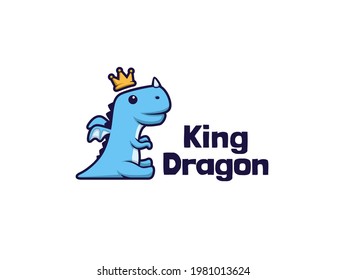 Cartoon cute dragon logo character mascot design illustration