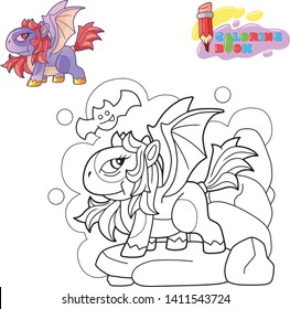 cartoon cute dragon pony, funny illustration, design