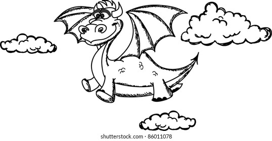 Cartoon cute dragon, a symbol 2012