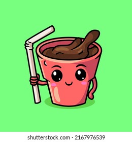 Cartoon Cute Drinking Glass Holding Straw Stock Vector (royalty Free 