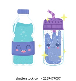cartoon cute drinking water
