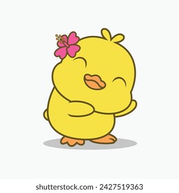 cartoon cute duck dancing happily Vector Illustrator. Animals.Holidays