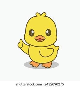 Cartoon cute duck giving thumbs up Vector Illustrator. Animals,Nature