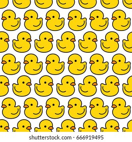 Cartoon Cute Duck Seamless Pattern Vector