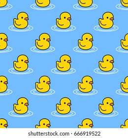 Cartoon Cute Duck Seamless Pattern Vector