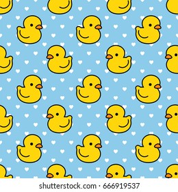 Cartoon Cute Duck Seamless Pattern Vector