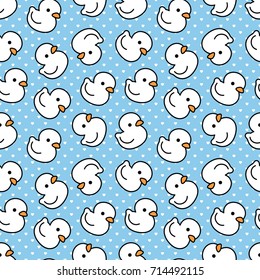 Cartoon Cute Duck Seamless Pattern Background Vector