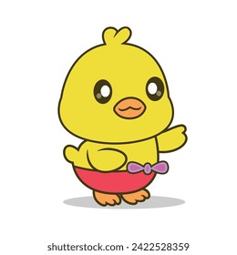 Cartoon cute duck wearing banded pants vector illustrator . Animals,Holidays