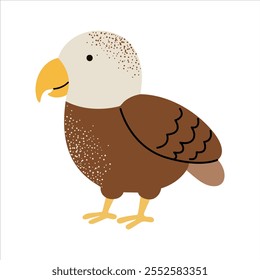 Cartoon cute eagle. Wild, woodland bird. Children illustration. Kids style