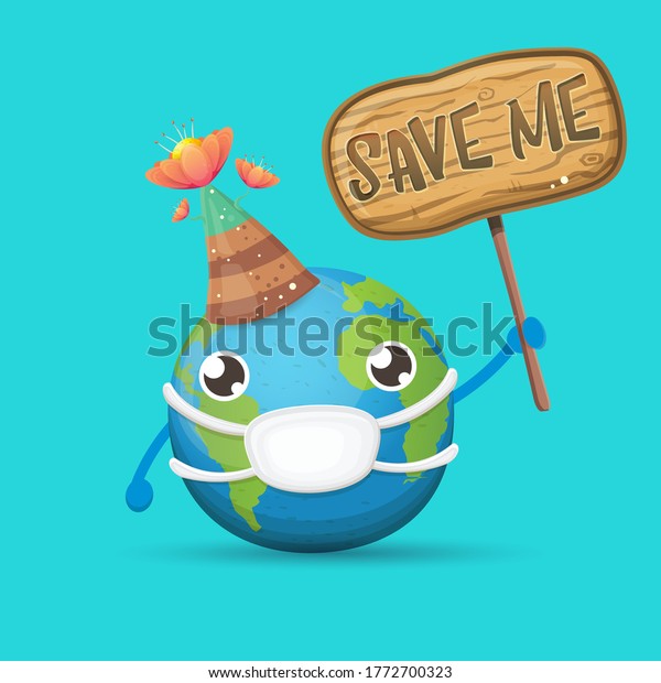 Cartoon Cute Earth Planet Character Mouth Stock Vector (Royalty Free ...