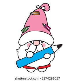 Cartoon cute edcation gnome vector.