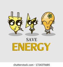  Caricatura personajes eléctricos lindos ilustraciones vectoriales con emociones sosteniendo relámpagos