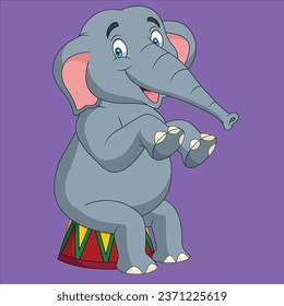 Cartoon cute elephant sitting animal character design illustration