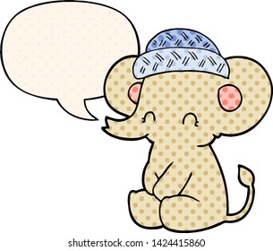 desenho animado elefante bonito com balão de fala em estilo de quadrinhos