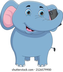 cartoon cute elephant taking a selfie