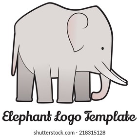 Cartoon cute elephant vector logo template