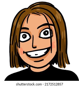 Ein süßer Cartoon-Gesichtsjunge mit langen Haaren.