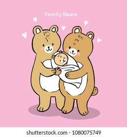 Cartoon cute family bears vector.