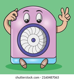cartoon cute fan with two finger gesture