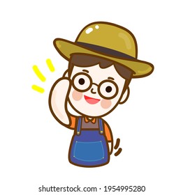 Cartoon Cute Farmer Caracter Vector