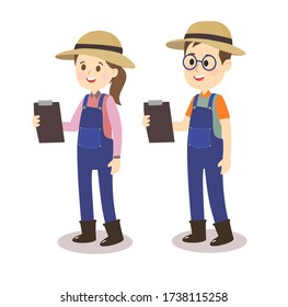 Cartoon Cute  Farmer Character Vector
