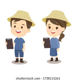 Cartoon Cute  Farmer Character Vector