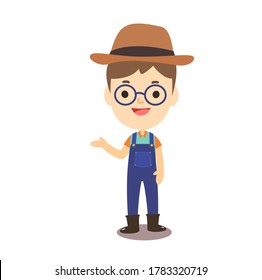 Cartoon Cute  Farmer Character Vector