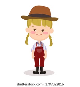 Cartoon Cute Farmer Character Vector