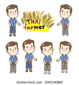 Cartoon Cute  Farmer Character Vector.