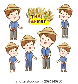 Cartoon Cute  Farmer Character Vector.