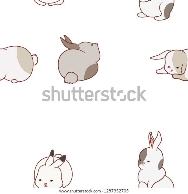 Cartoon Cute Fat Easter Bunnies Different Stock Vector (Royalty Free ...