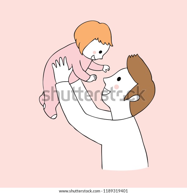 Cartoon Cute Father Daughter Vector Stock Vector (Royalty Free ...