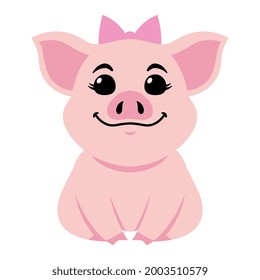 Cartoon Cute Female Pig Illustration