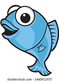 Cartoon cute fish. Game object design. Vector fish icon.